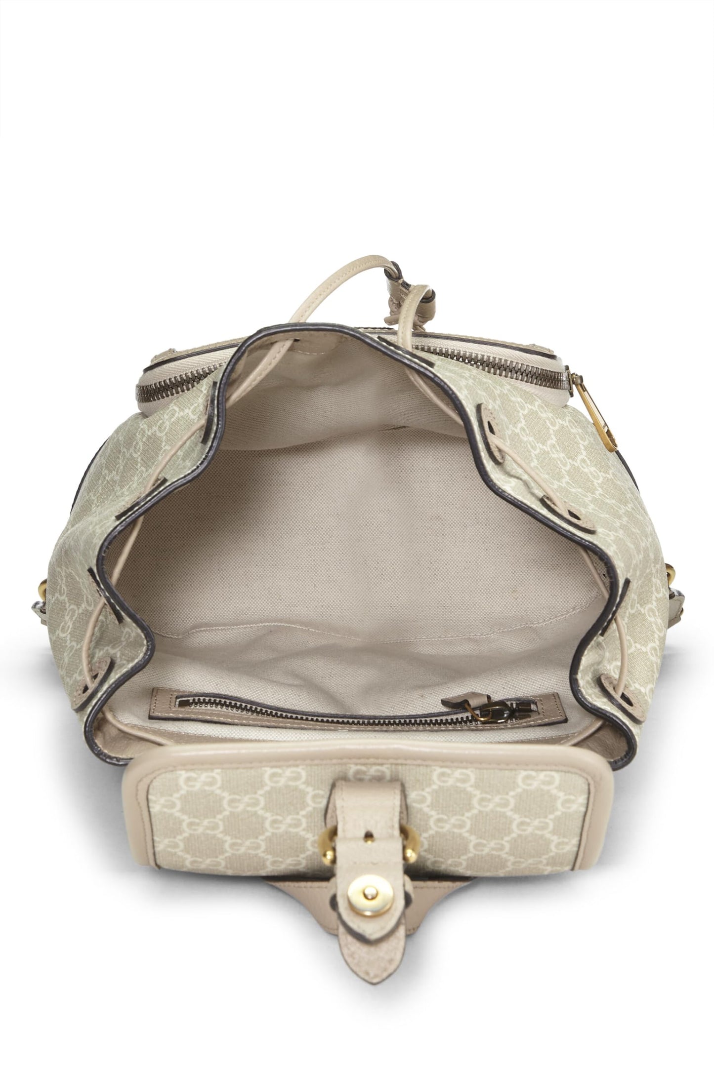 Gucci, Mochila con GG entrelazada de lona GG Supreme en beige Pre-Loved, Beige