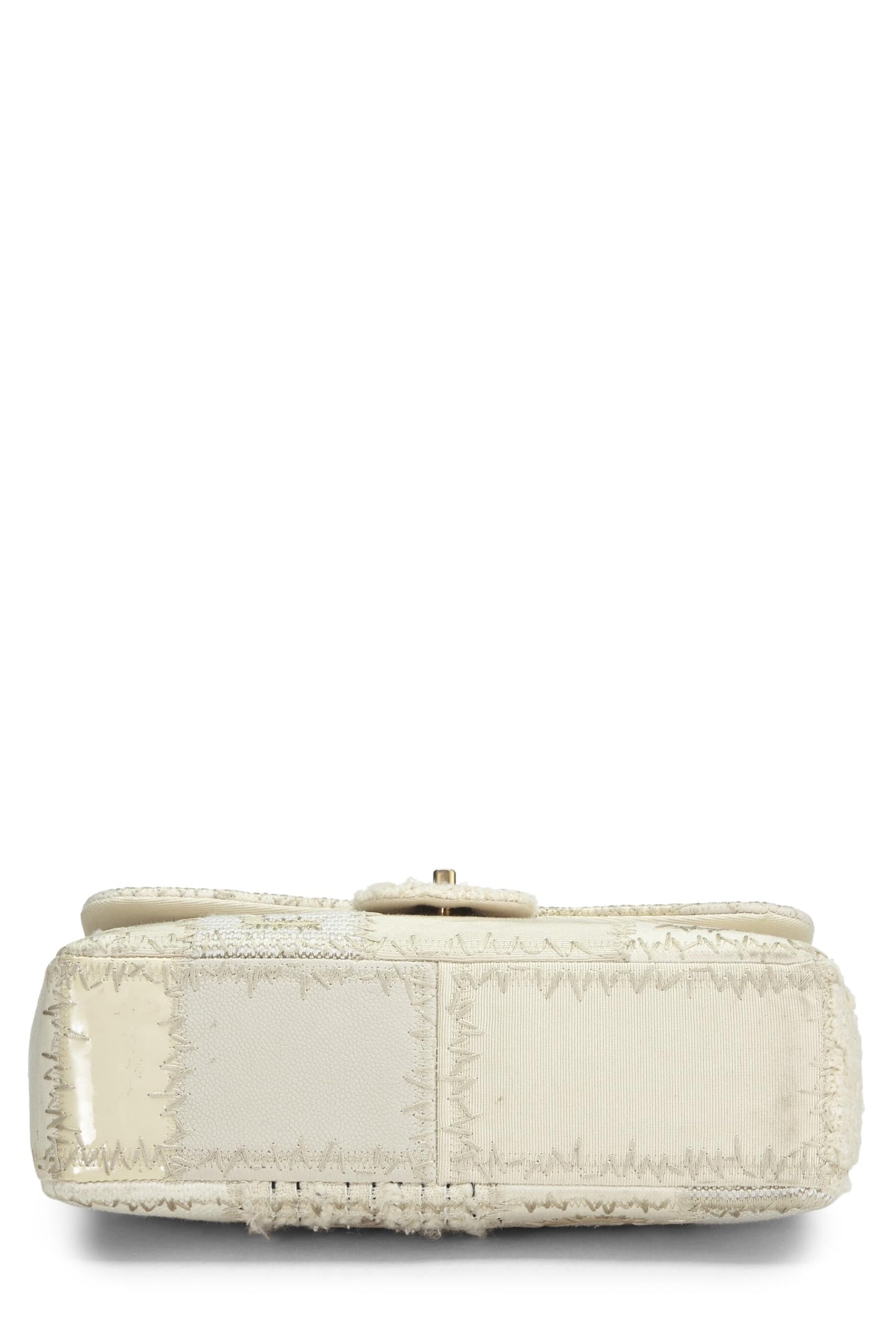 Chanel, Pre-Loved Cream Patchwork Half Flap Jumbo, White