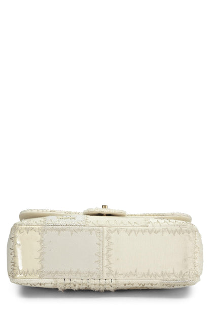 Chanel, Pre-Loved Cream Patchwork Half Flap Jumbo, White