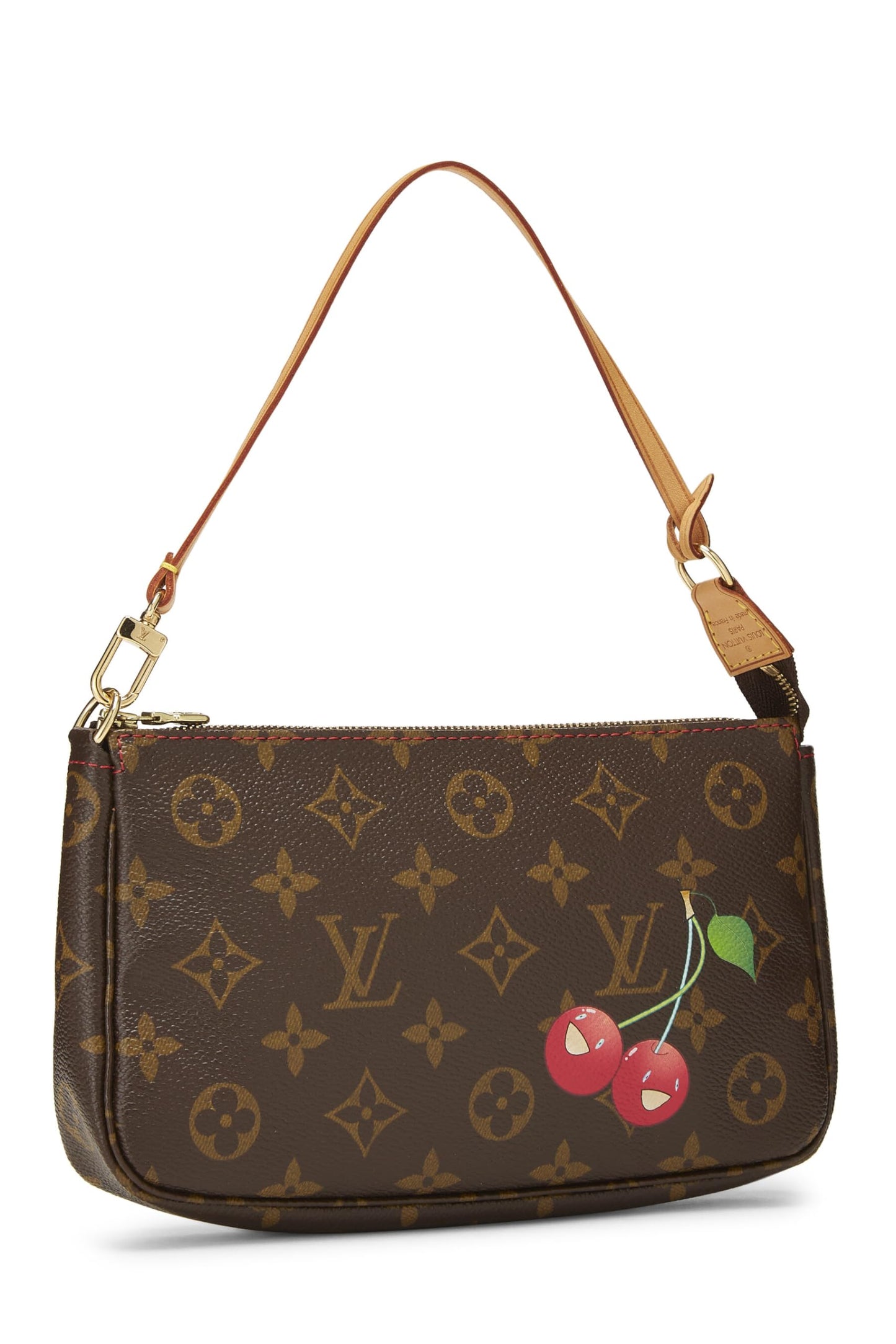 Louis Vuitton, Pre-Loved Takashi Murakami x Louis Vuitton Monogram Cerise Pochette Accessories, Brown