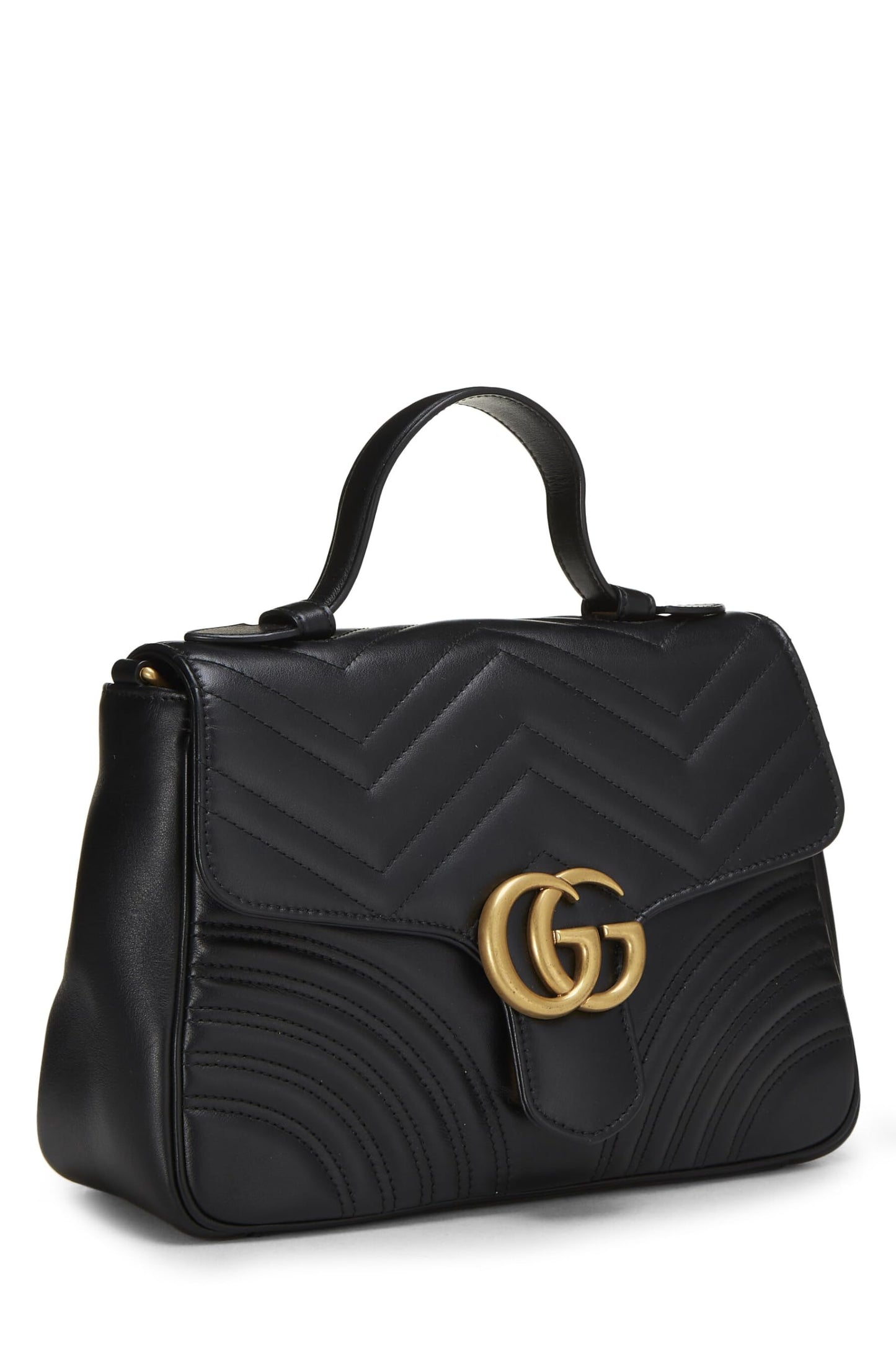 Gucci, sac à bandoulière GG Marmont en cuir noir d'occasion, petit modèle, noir