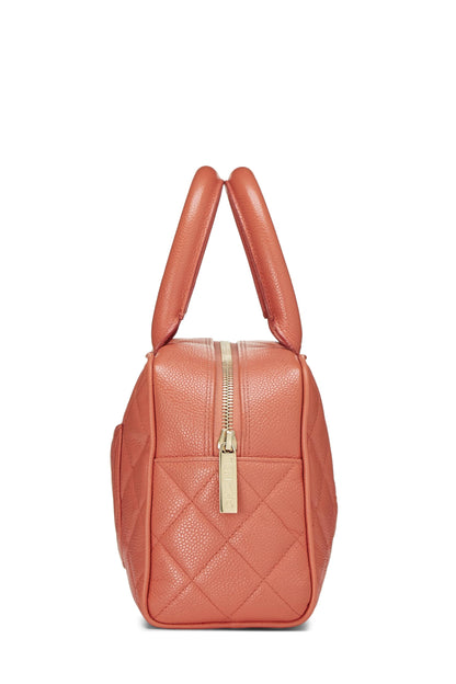 CHANEL, Mini-sac bowling matelassé corail d'occasion, orange