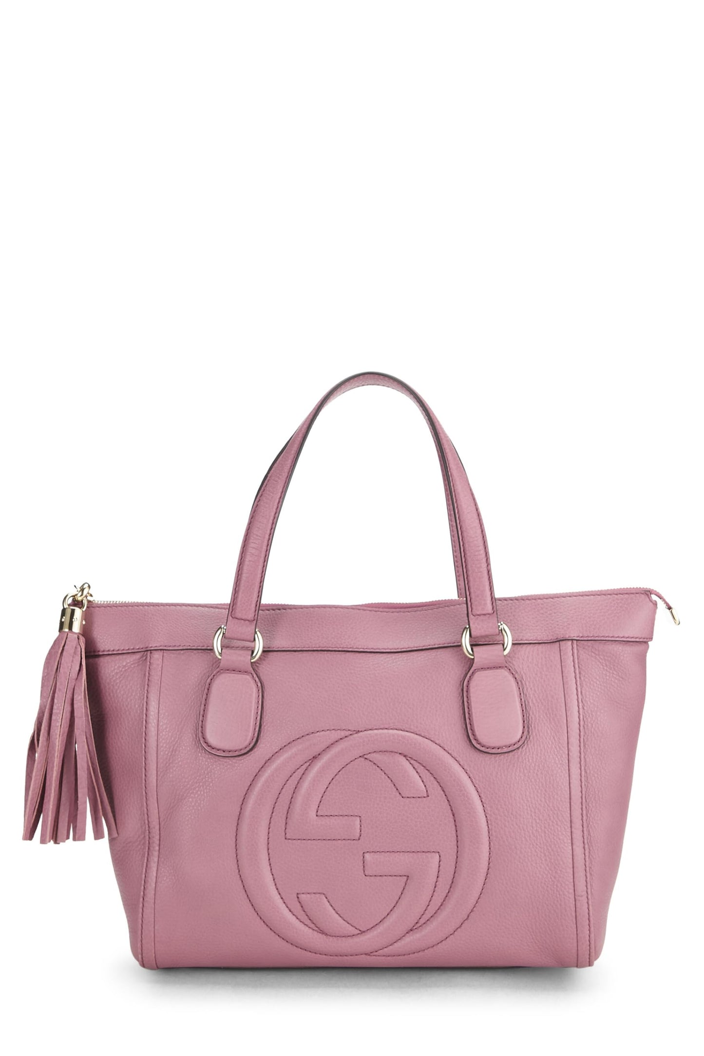 Gucci, sac fourre-tout zippé Soho en cuir grainé rose d'occasion, rose