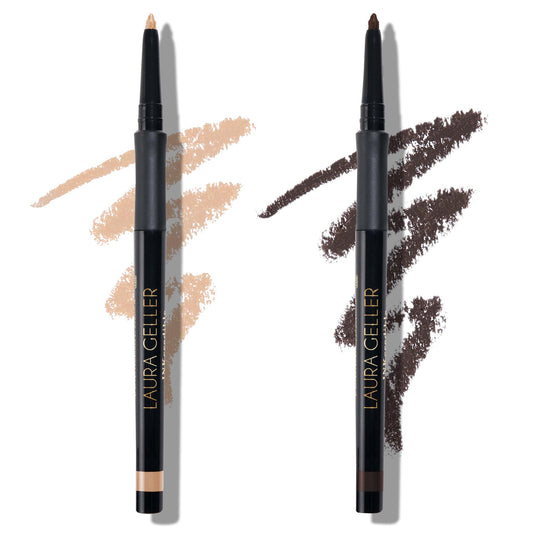 Duo eye-liner gel LAURA GELLER NEW YORK INKcredible - Beige à beige et sucre brun - Eyeliner waterproof anti-bavures - Taille-crayon intégré