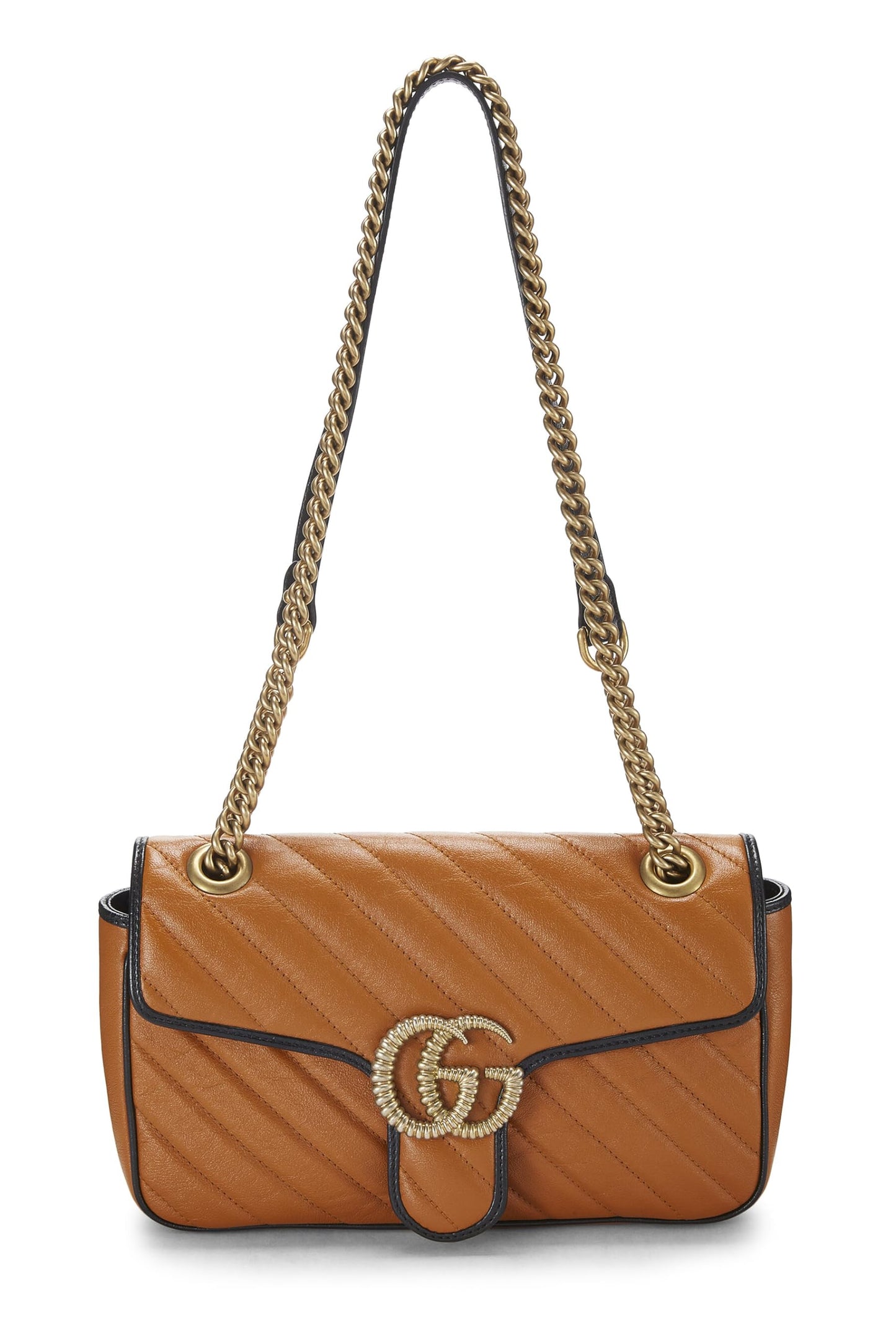 Gucci, Bolso de hombro pequeño Torchon GG Marmont de cuero naranja Pre-Loved, Naranja