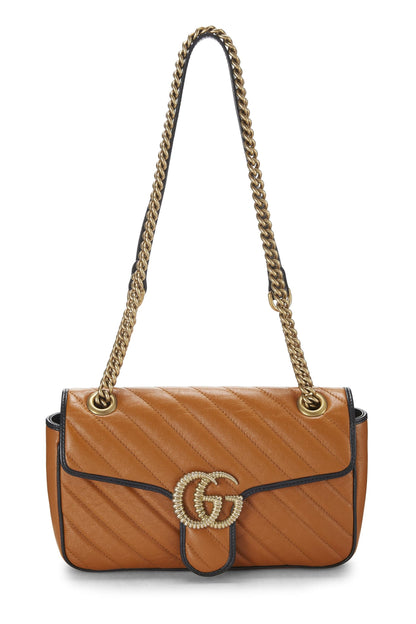 Gucci, Pre-Loved Orange Leather Torchon GG Marmont Shoulder Bag Small, Orange