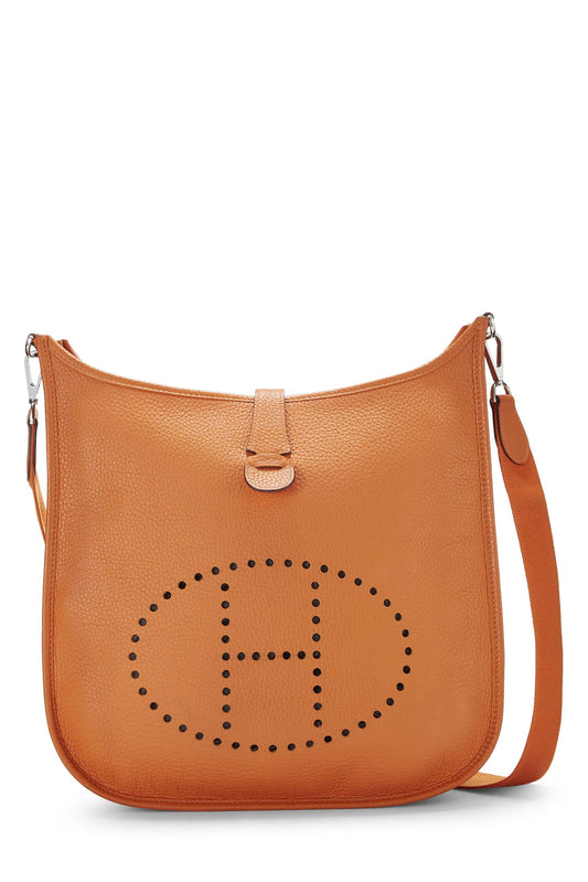 Hermès, Pre-Loved Orange Clemence Evelyne III GM, Orange