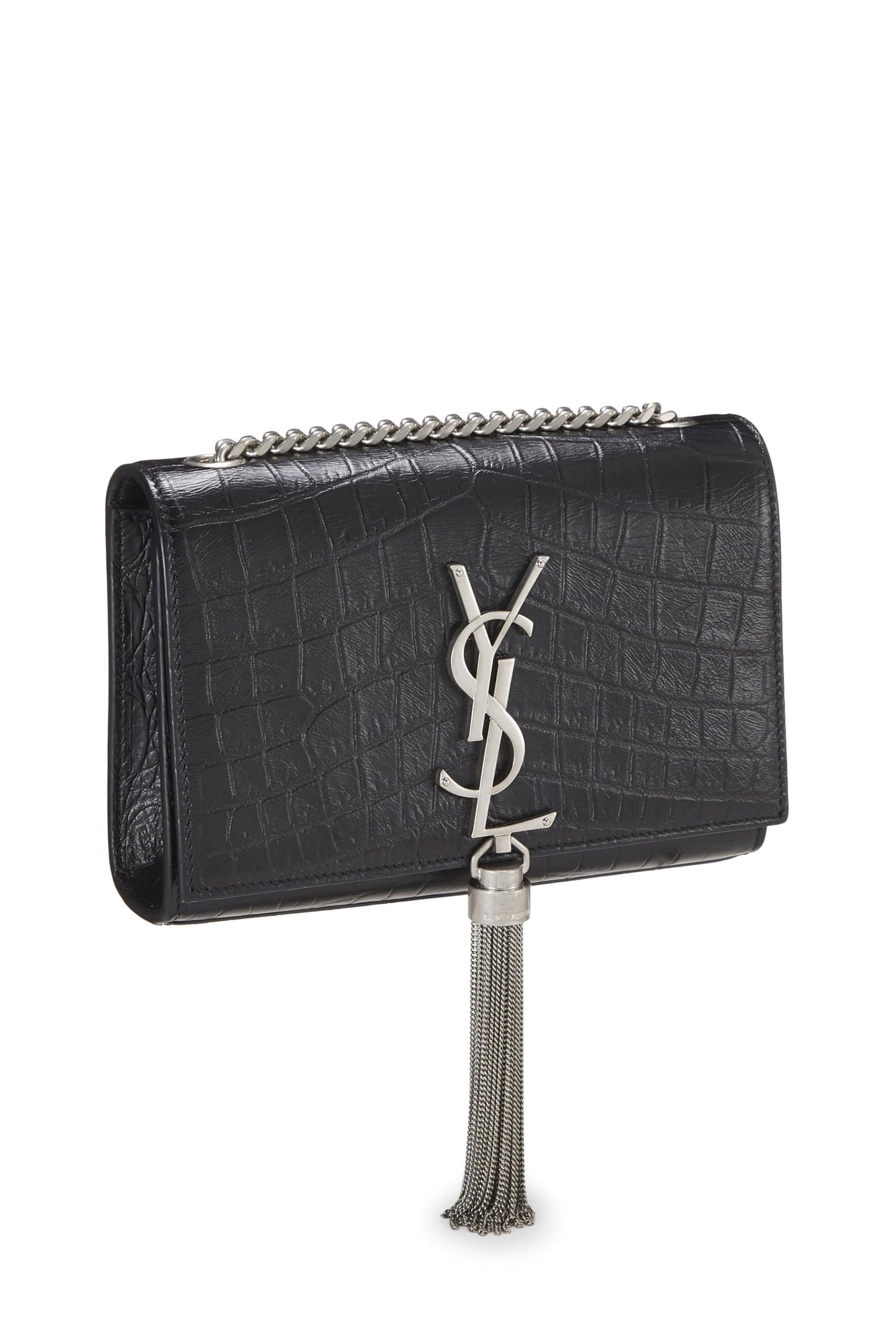 Yves Saint Laurent, Kate Tassel Small en cuir gaufré noir d'occasion, noir