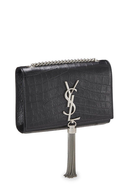 Yves Saint Laurent, Pre-Loved Black Embossed Leather Kate Tassel Small, Black