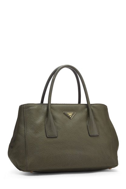 Prada, Bolso tote convertible grande Vitello Daino verde Pre-Loved, Verde