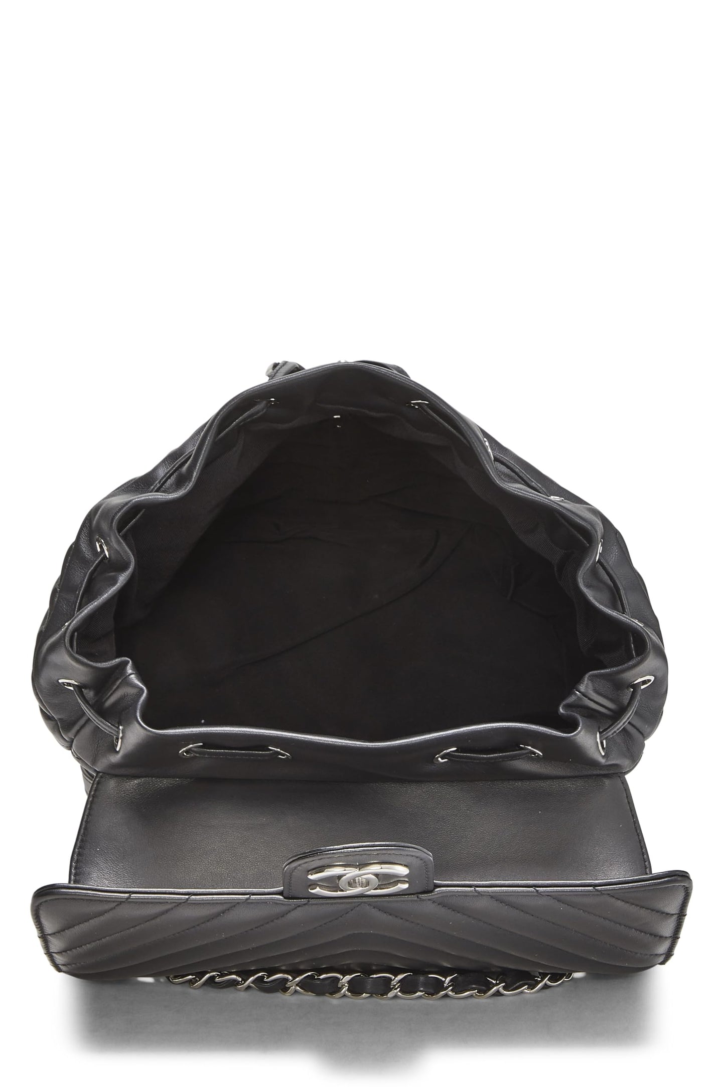 Chanel, Pre-Loved Black Chevron Lambskin Urban Spirit Backpack, Black