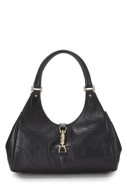 Gucci, Pre-Loved Black Guccissima Leather Bardot Bag, Black