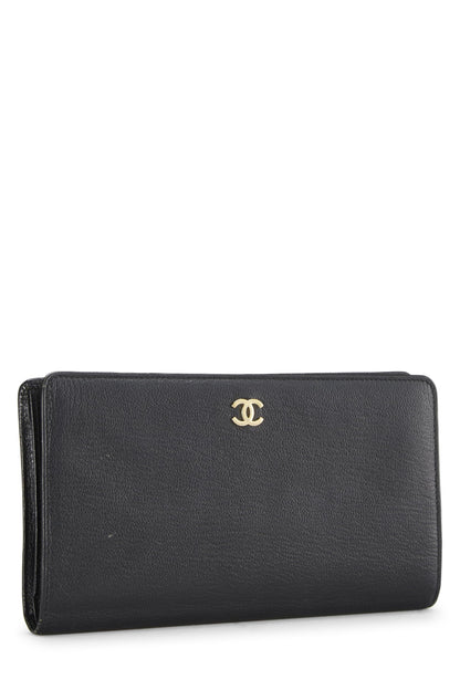 Chanel, Cartera larga de piel de cordero negra Pre-Loved, Negro