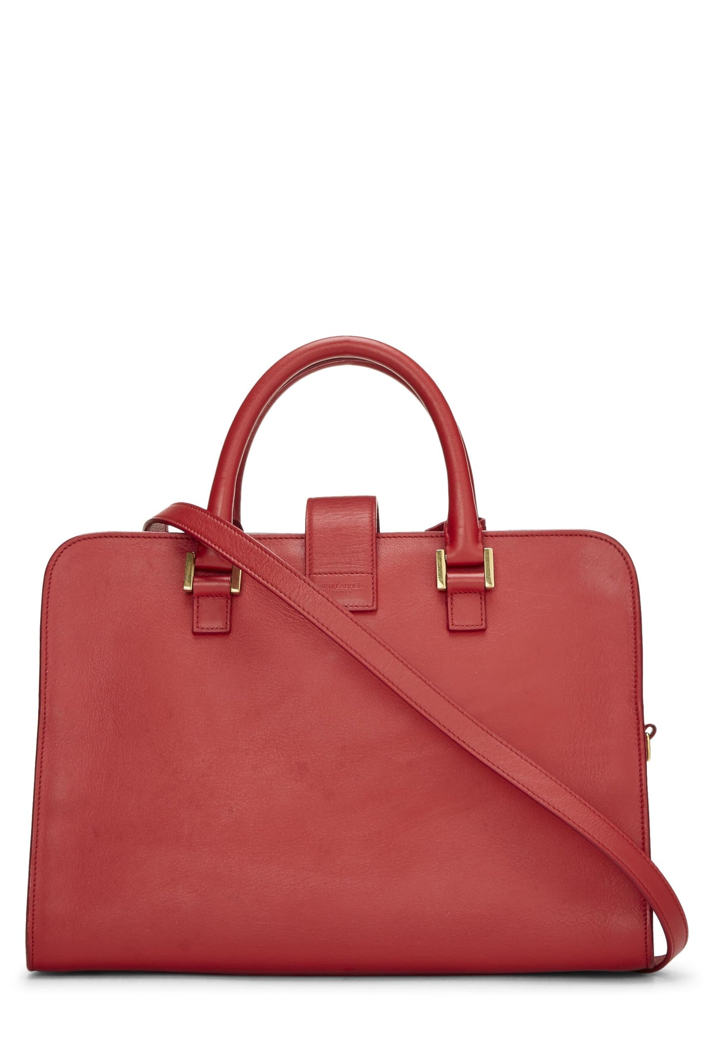 Yves Saint Laurent, Pre-Loved Red Calfskin Monogram Cabas Small, Red