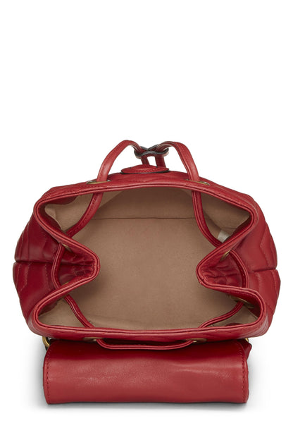 Gucci, Pre-Loved Red Leather GG Marmont Backpack Small, Red