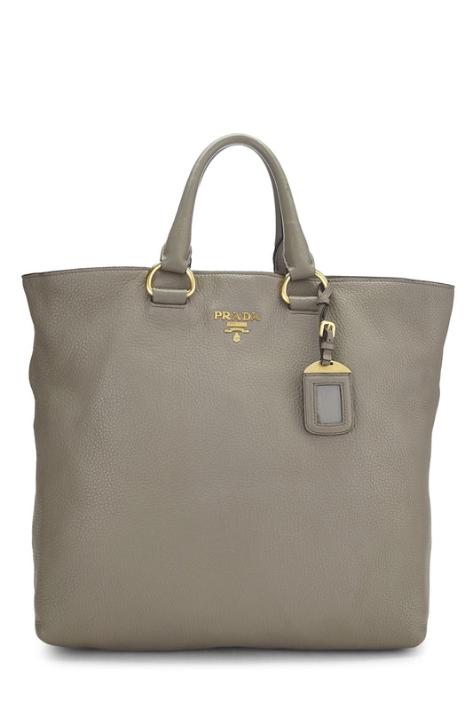 Prada, Cabas Vitello Daino gris pré-aimé, Gris