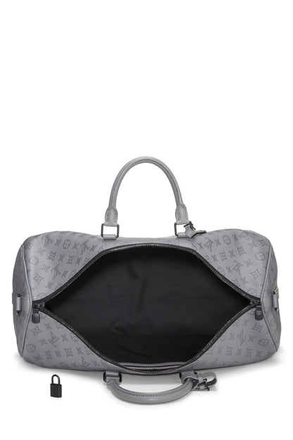 Louis Vuitton, sac bandoulière Keepall 50 en cuir gris Monogram Shadow d'occasion, gris