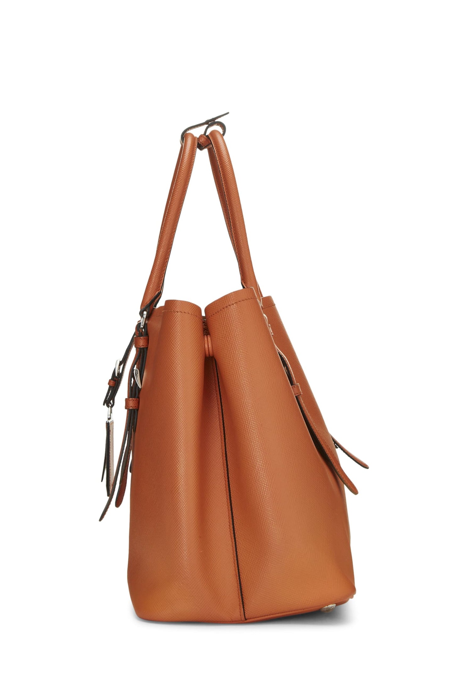 Prada, sac fourre-tout double cuir Saffiano orange d'occasion, orange