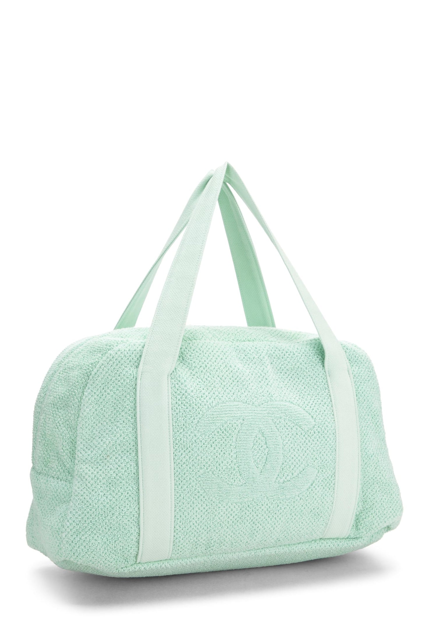 Chanel, Pre-Loved Green Terry Cloth 'CC' Beach Tote Large, Green