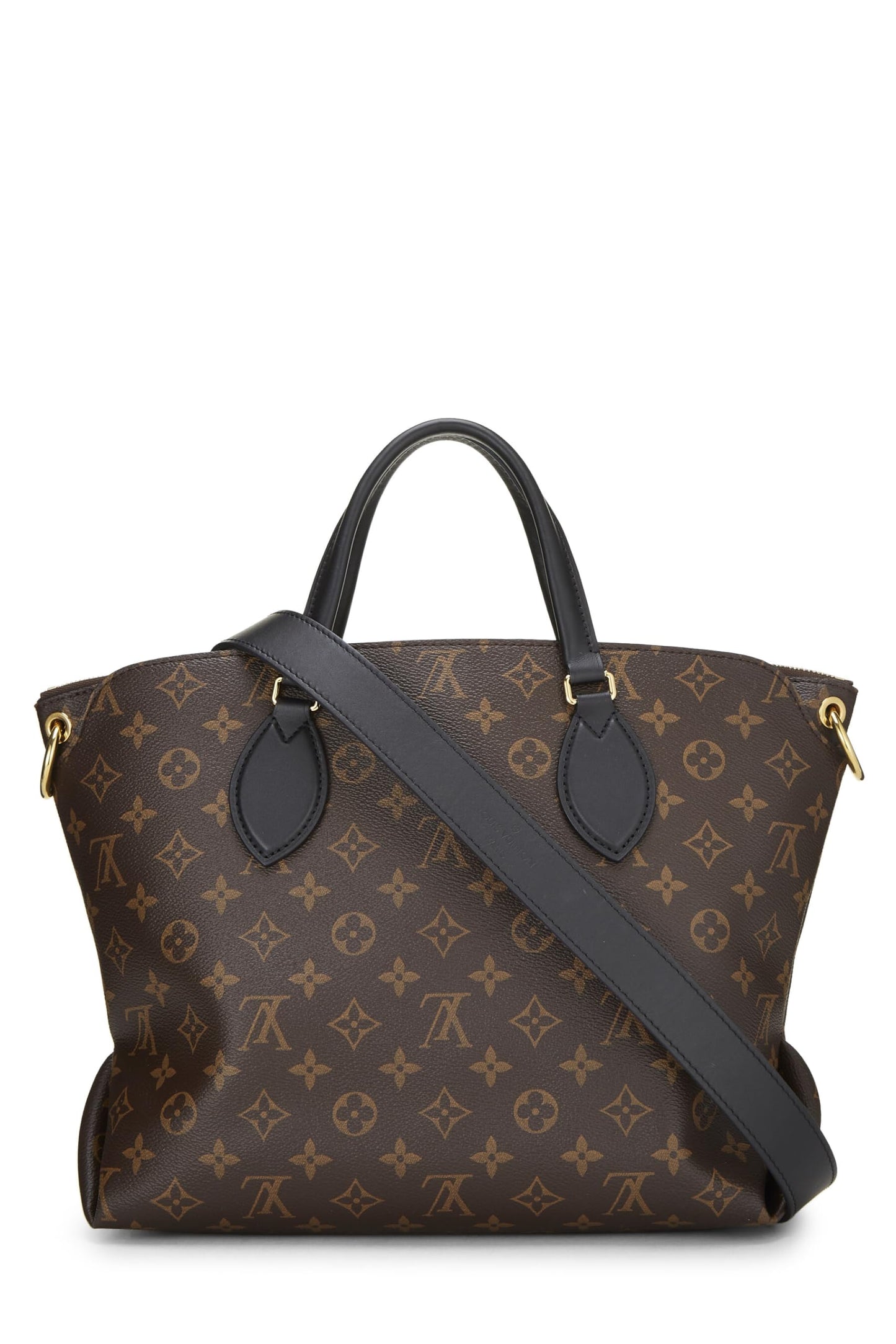 Louis Vuitton, sac fourre-tout zippé à fleurs monogrammées noires MM, d'occasion, noir