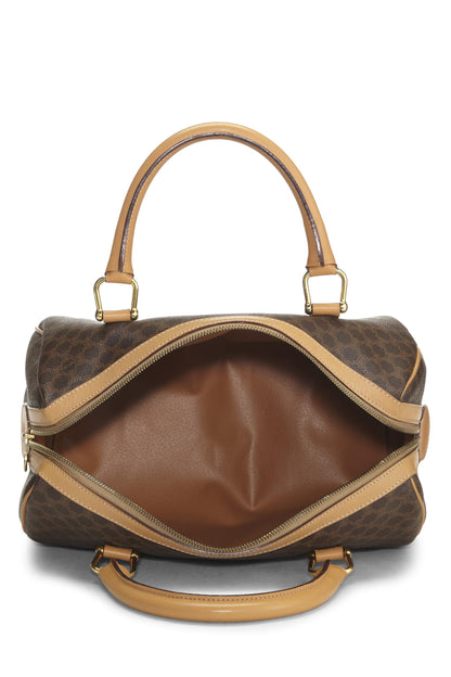 Céline, Pre-Loved Brown Coated Canvas Macadam Handbag, Brown