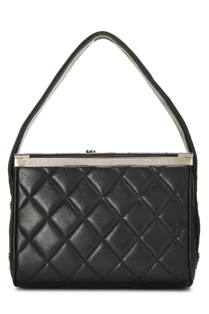 Chanel, sac à main en cuir d'agneau matelassé noir d'occasion, noir