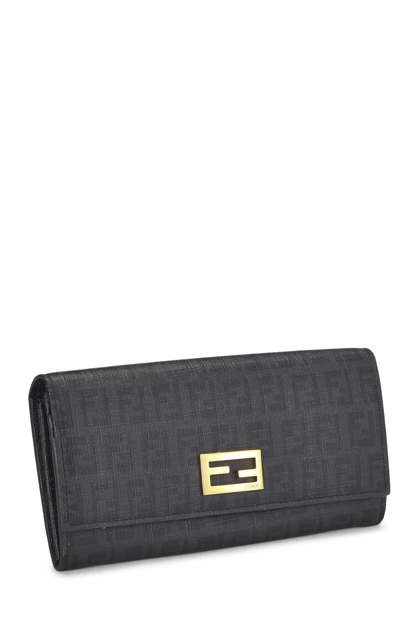 Fendi, portefeuille continental en toile enduite Zucchino noire d'occasion, noir