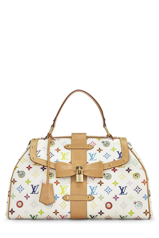 Louis Vuitton, Bolso de mano pre-amado Takashi Murakami x Louis Vuitton con monograma blanco multicolor Eye Love You, Blanco