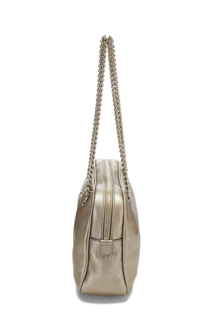 Gucci, Pre-Loved Metallic Grey Leather Soho Chain Tote, Grey