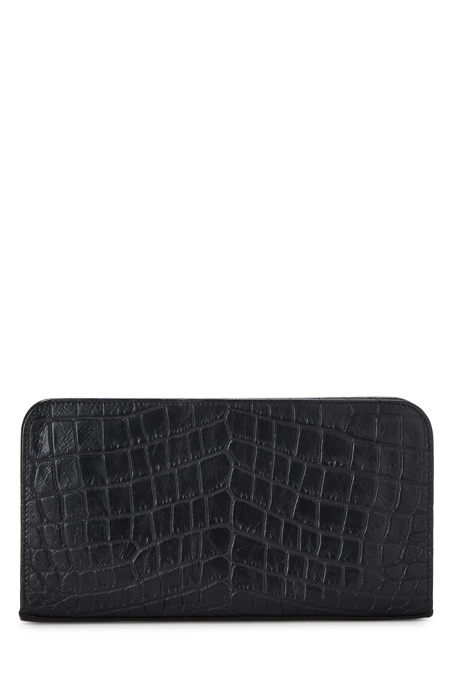 Yves Saint Laurent, portefeuille continental zippé en cuir noir gaufré d'occasion, noir