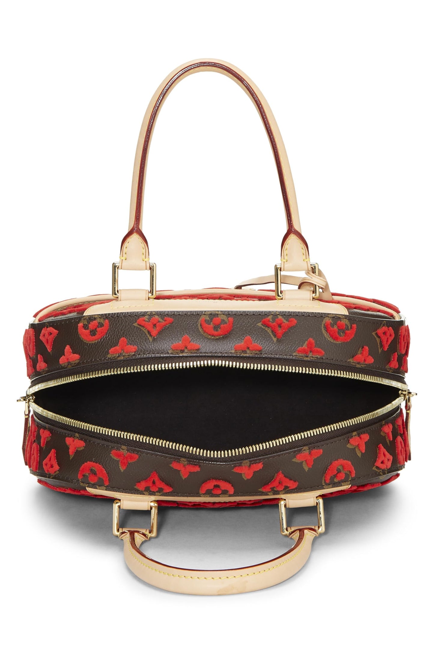 Louis Vuitton, Pre-Loved Red Monogram Tuffetage Deauville Cube, Red