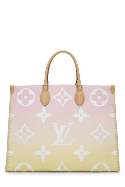 Louis Vuitton, Okinawa gigante con monograma usado junto a la piscina On The Go GM, rosa