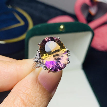 Colored Gems Jewelry Gorgeous Ametrine 925 Silver Ring