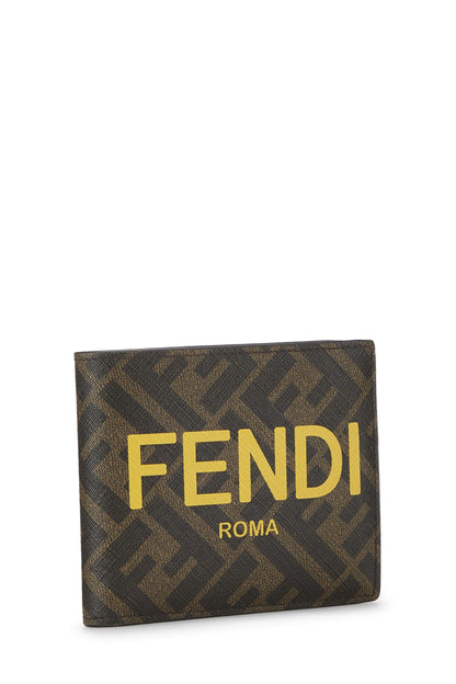 Fendi, portefeuille en toile enduite jaune Zucca d'occasion, jaune