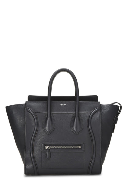 Céline, Pre-Loved Black Drummed Calfskin Luggage Mini, Black