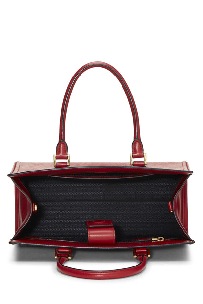 Prada, sac à main convertible en cuir Saffiano rouge d'occasion, rouge