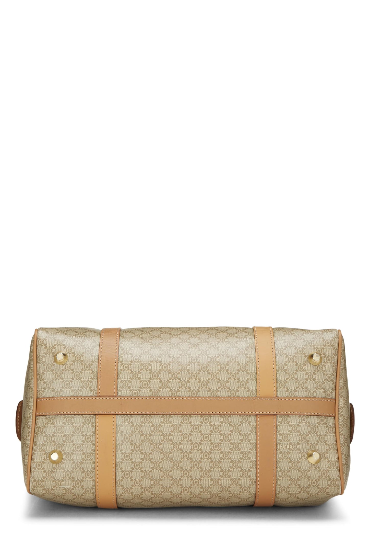 Céline, Bolso de mano de lona revestida de macadán beige Pre-Loved, Beige