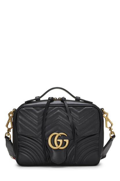 Gucci, sac à bandoulière GG Marmont en cuir noir d'occasion, petit modèle, noir