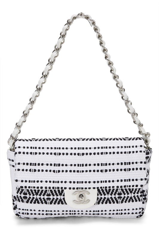 Chanel, Pre-Loved White Woven Half Flap Medium, White