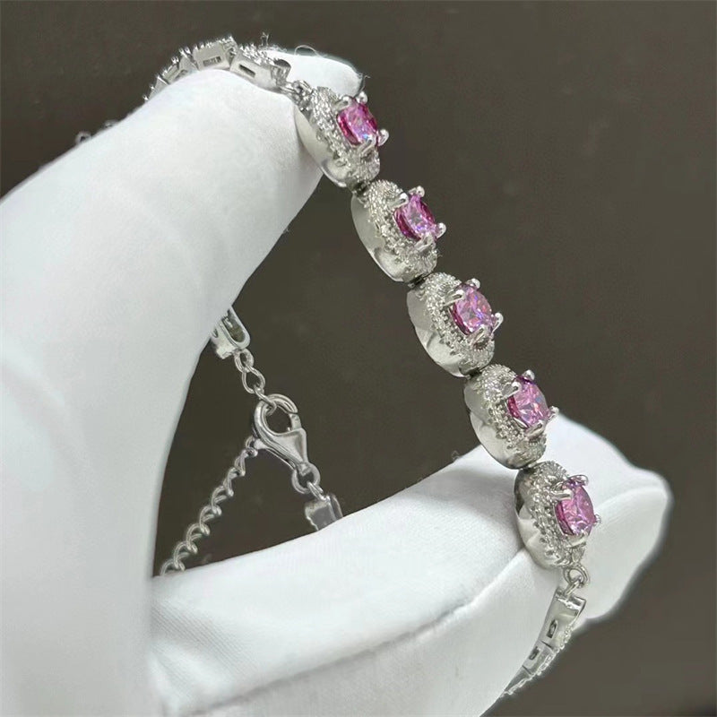 Pulsera de moissanita para mujer con diamantes de colores