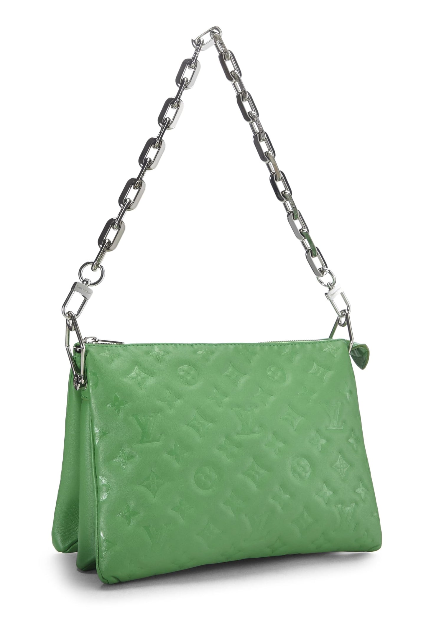 Louis Vuitton, Pre-Loved Green Monogram Embossed Coussin PM, Green