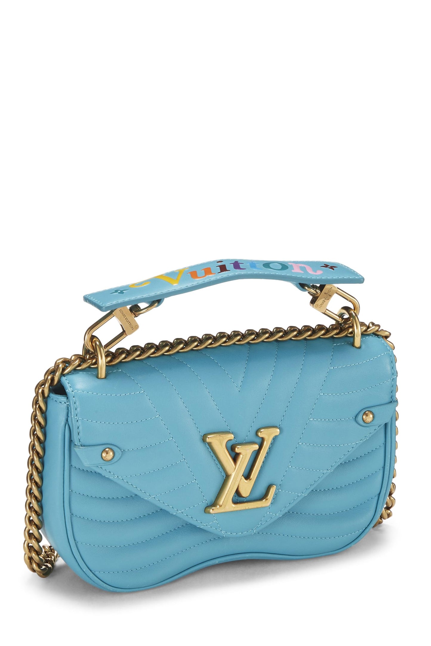 Louis Vuitton, Bolso de hombro New Wave con parches de piel de becerro azul Pre-Loved, Azul