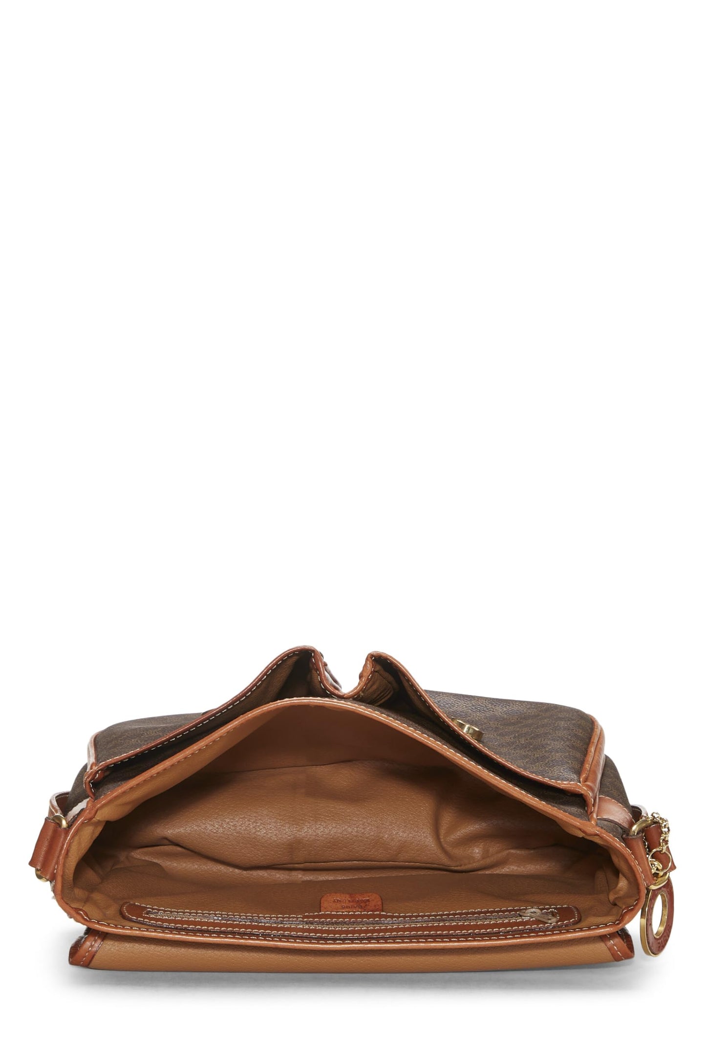 Céline, Pre-Loved Brown Coated Canvas Macadam Messenger Bag, Brown