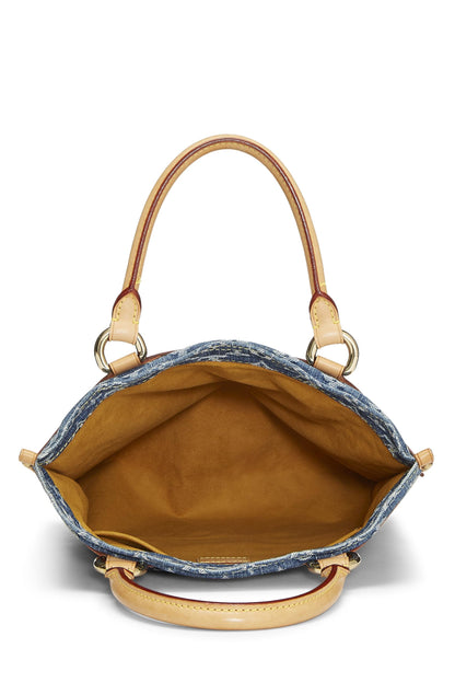 Louis Vuitton, Bolso shopper plano de mezclilla con monograma azul Pre-Loved, Azul