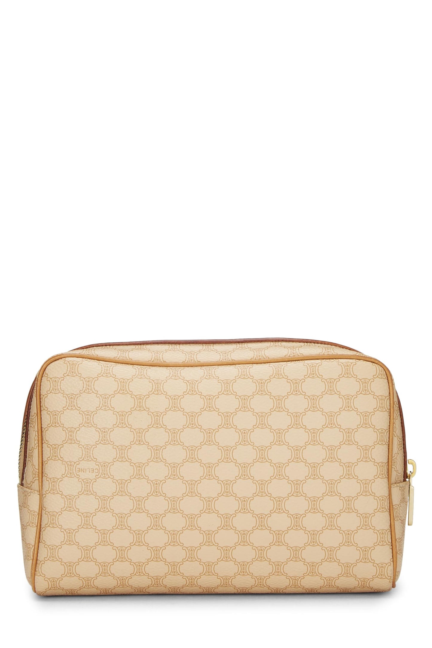 Céline, Pre-Loved Beige Coated Canvas Macadam Pouch, Beige