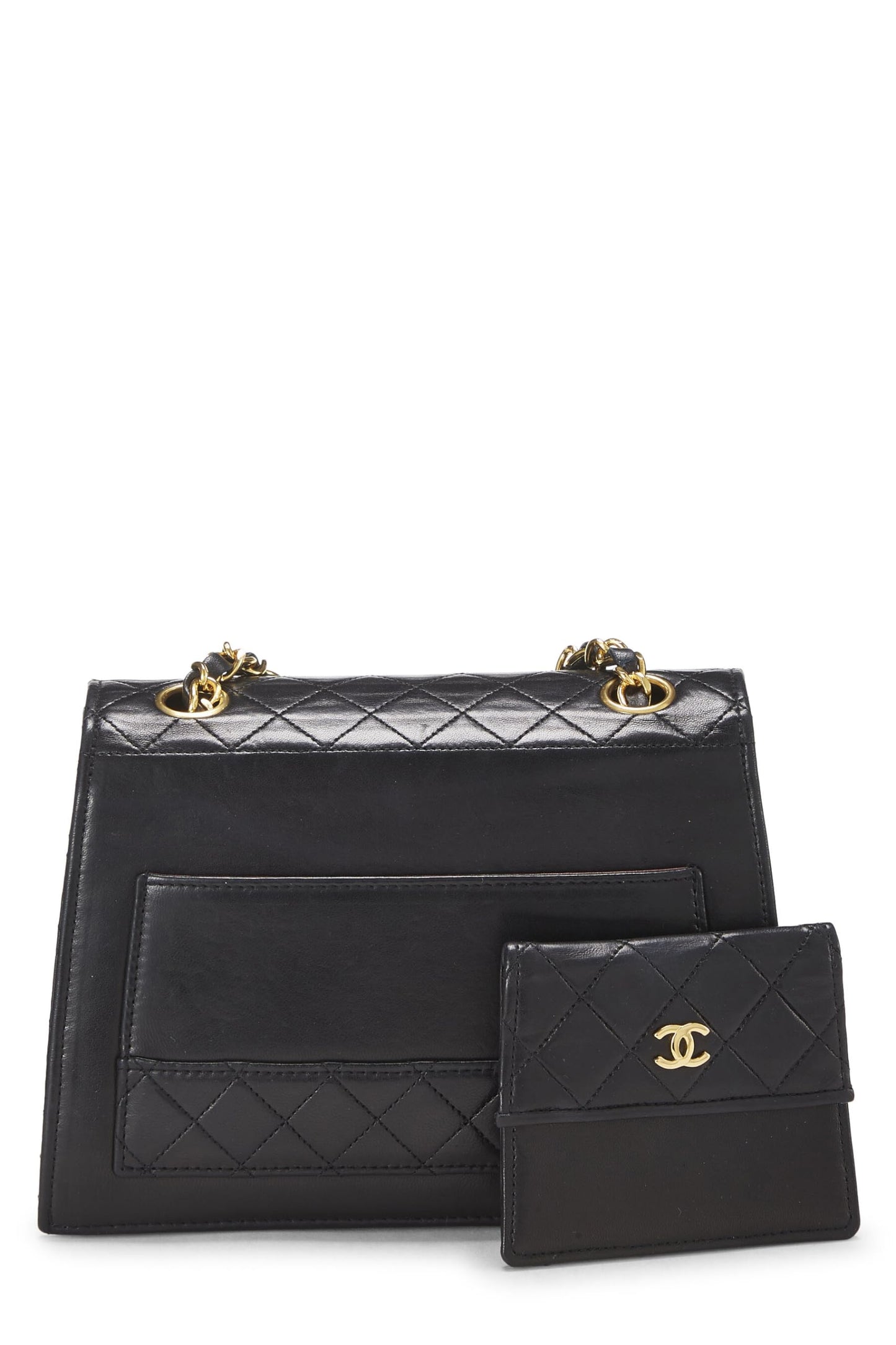 Chanel, Pre-Loved Black Quilted Lambskin Trapezoid Bag, Black