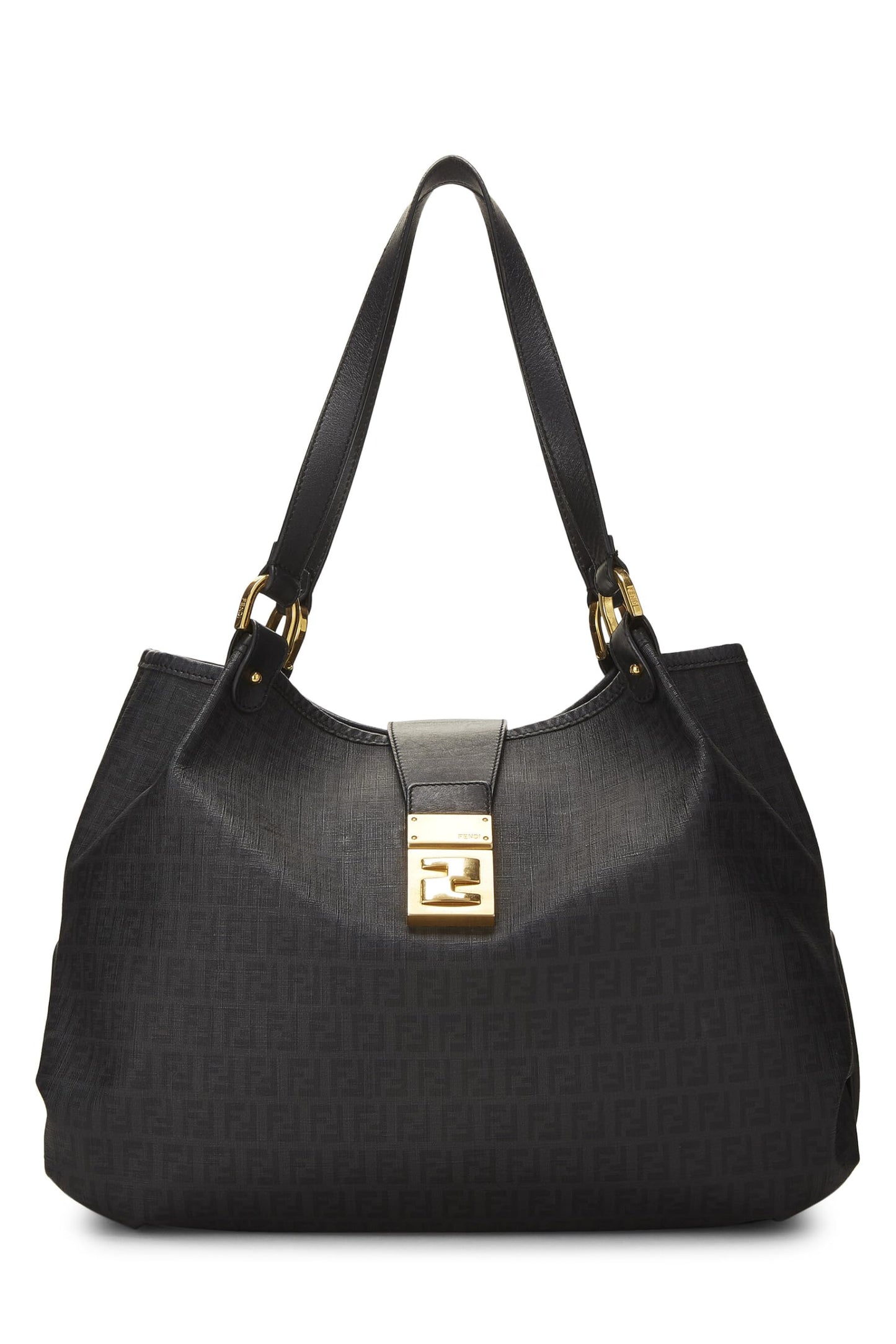 Fendi, Bolso tote Black Zucchino Chiusura Pre-Loved, Negro