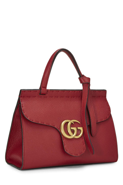 Gucci, Pre-Loved Red Leather GG Marmont Top Handle Bag Mini, Red