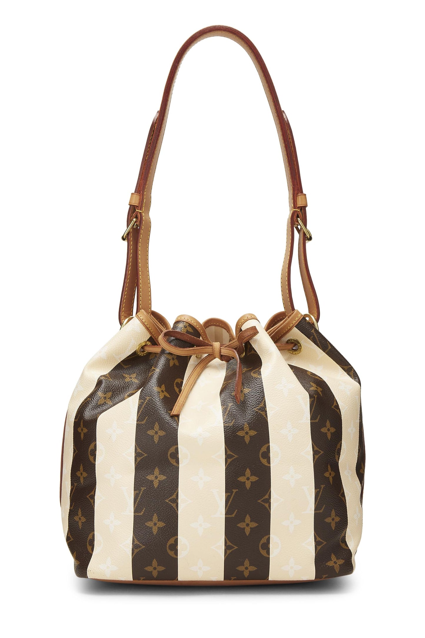 Louis Vuitton, toile monogram d'occasion Rayures crème Noé Petite, crème