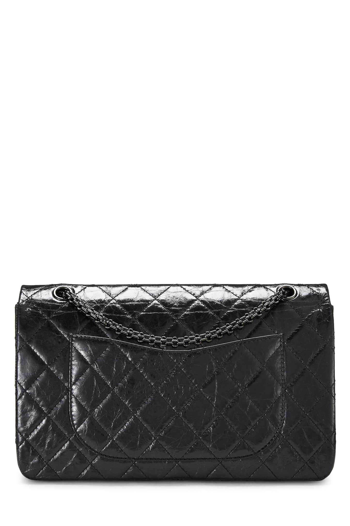 Chanel, Solapa de reedición 2.55 de piel de becerro negra Pre-Loved 227, Negro